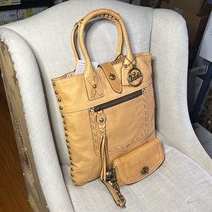 Coach Thompson Ltd Ed Legacy Studded Vachetta Slim Tote + Legacy Vachetta Clutch